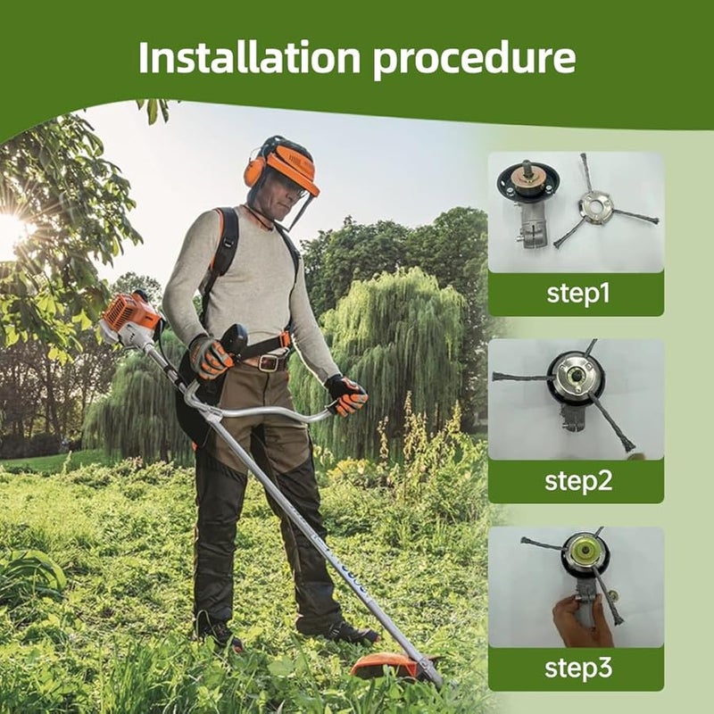 رأس تقليم الأسلاك الفولاذية المكون من 6 شفرات بديل لتقليم الحشائش الكهربائي اللاسلكي باستخدام الخيط - Image 4